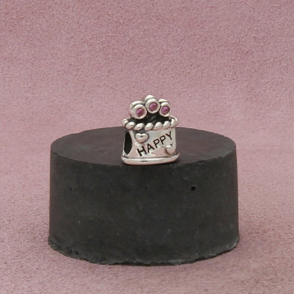 chamilia sterling silver pink cz happy birthday cake bead charm